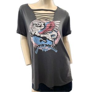 Premier Women's Charcoal Graphic Cut-Out Tee- 1X